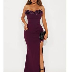 Elegant Purple Strapless Evening Dress